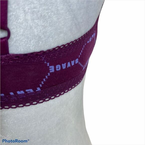 Savage X Fenty Unlined Lace Trim Logo Bra Small - Picture 6 of 9